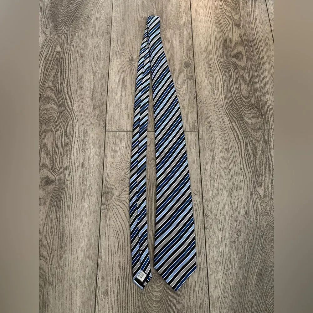 Geoffrey Beene Classic Striped Blue and Black Tie